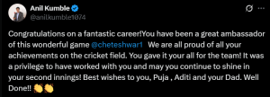 Cheteshwar Pujara Retires: Cricket World Salutes India's Test Stalwart, From Gambhir to Ashwin