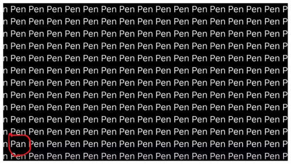 Spot the hidden word optical illusion.